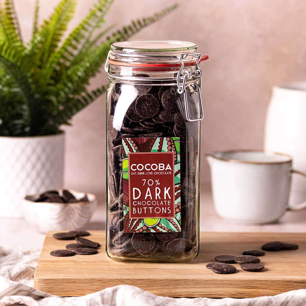 70% Dark Chocolate Buttons Jar - Image 2